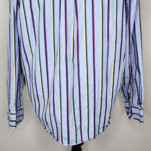 The Echo Unlimited The Classic Woven Shirt Blue Stripe Button Down Size Large - Picture 8 of 10